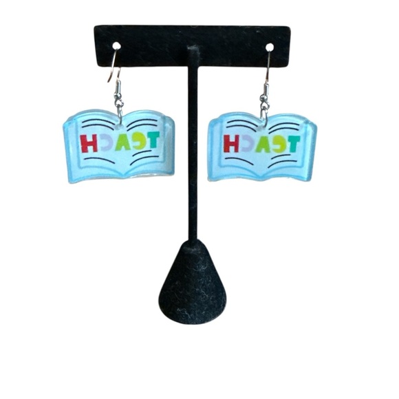 3/$20 Colorful 'Teach' Book Earrings - Picture 5 of 7